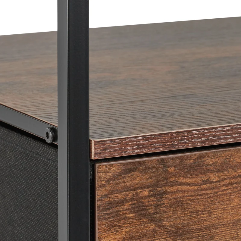 Lot de 2 tables de chevet design industriel avec tiroir 60 x 40 x 45 cm en bois noir 13_0015933