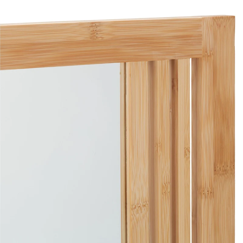 Miroir mural rectangulaire avec tablette pratique salle de bain 80 x 60 cm en bambou naturel 13_0013726