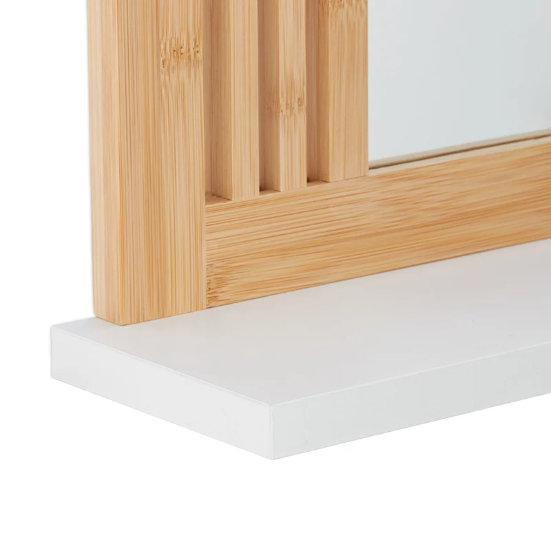 Miroir mural rectangulaire avec tablette pratique salle de bain 80 x 60 cm en bambou naturel 13_0013726