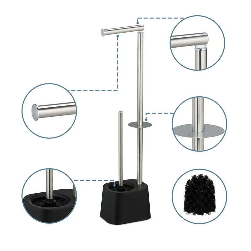 Serviteur WC décoratif pratique salle de bain 65,5 x 13 x 16 cm en acier inoxydable gris 13_0017304