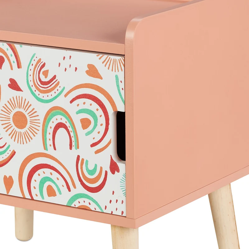 Table de chevet pour enfant pratique rangement hauteur 41 x 40 x 30 cm en MDF multicolore 13_0016874