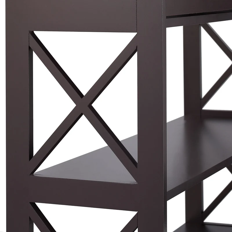 Console étroite avec tiroir décoratif 100 x 30 x 80 cm rangement pratique style moderne en bois brun foncé 13_0011351