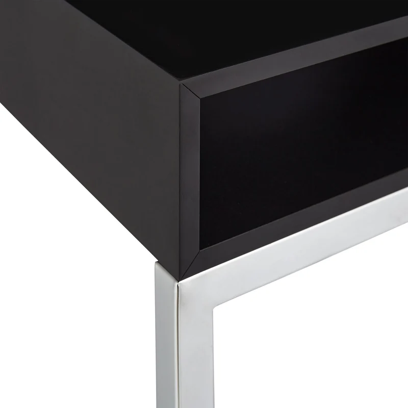 Table d’appoint en forme de C avec tiroir rangement 64 x 42 x 60 cm design moderne finition mate en métal argenté 13_0011863