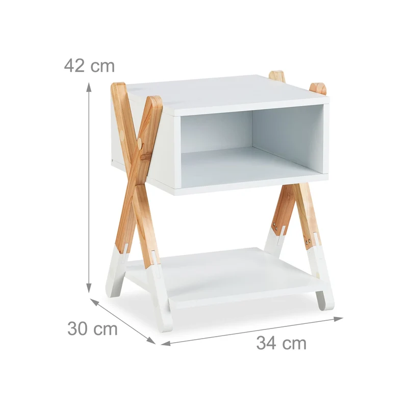 Table de chevet pour enfant pratique rangement jouets 42 x 34 x 30 cm en MDF blanc 13_0016873