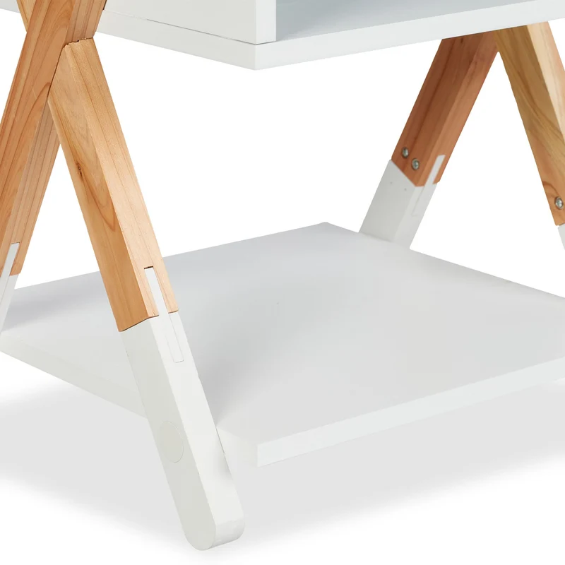 Table de chevet pour enfant pratique rangement jouets 42 x 34 x 30 cm en MDF blanc 13_0016873