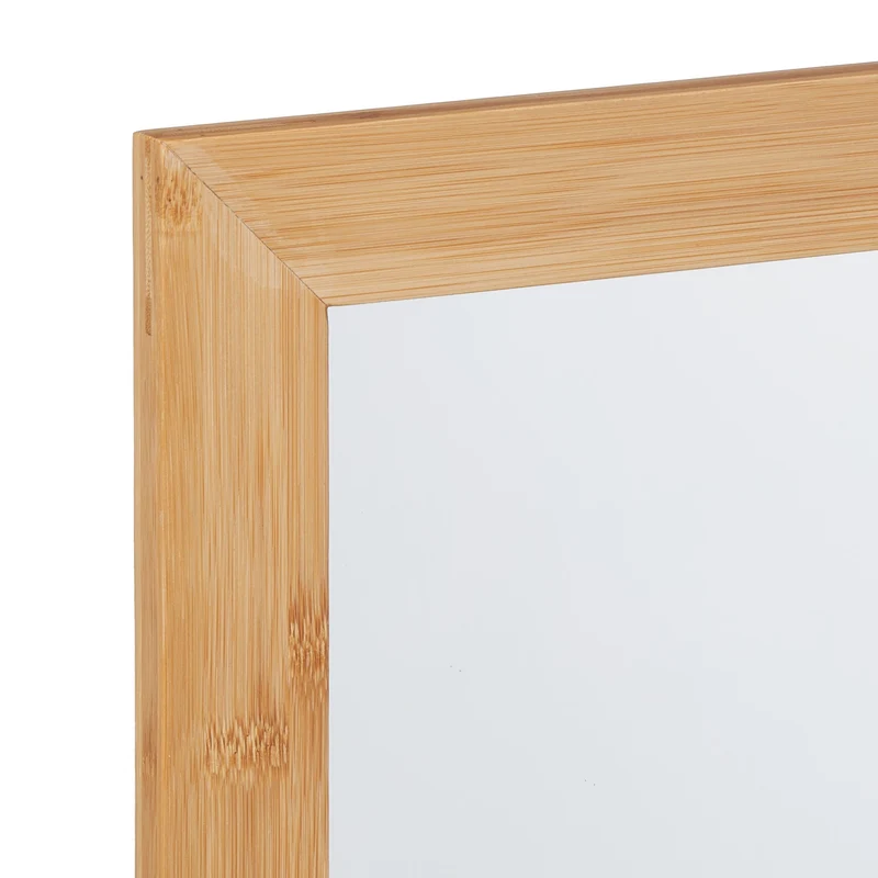 Miroir mural design moderne salle de bain 80 x 60 cm avec surface de rangement en bambou naturel 13_0013117