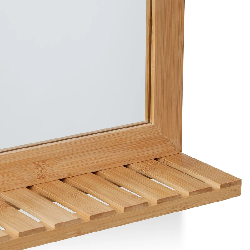 Miroir mural design moderne salle de bain 80 x 60 cm avec surface de rangement en bambou naturel 13_0013117