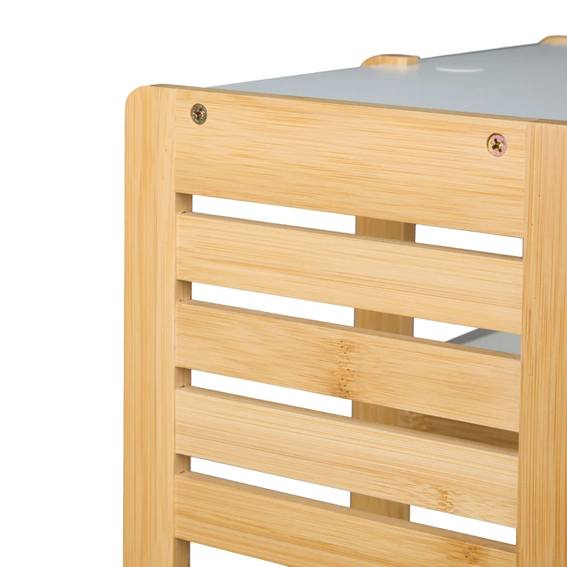 Étagère de rangement compact 3 niveaux 30 x 20 x 90 cm idéal petite salle de bain cuisine en bambou naturel 13_0016455
