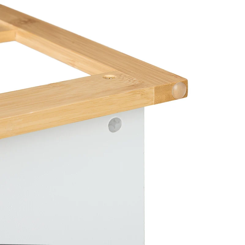 Étagère de rangement compact 3 niveaux 30 x 20 x 90 cm idéal petite salle de bain cuisine en bambou naturel 13_0016455