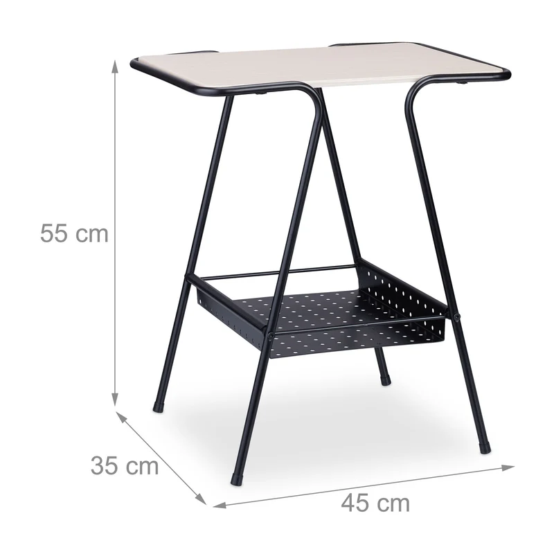 Table d’appoint moderne avec porte-revues salon chambre 60 x 30 x 40 cm en MDF noir 13_0011082
