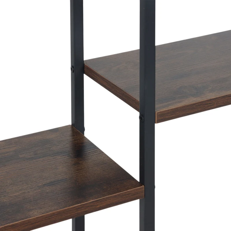 Console étroite design industriel entrée 75 x 80 x 22 cm avec 4 étagères pratiques en MDF marron 13_0017932