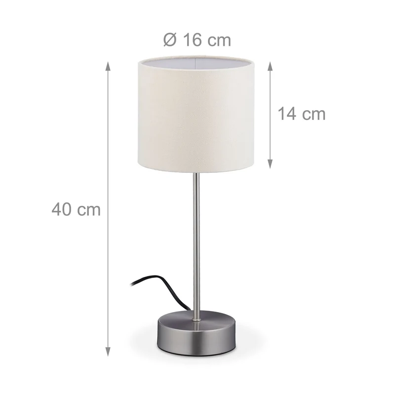 Lampe de table tactile ambiance vintage 30 x 15 cm intensité réglable design chic en fer crème 13_0009682