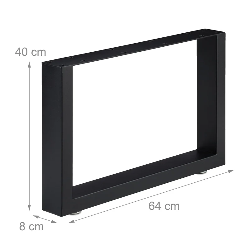 Lot de 2 pieds de table en acier noir pour table d’appoint cuisine design industriel 43 x 30 cm en acier noir 13_0010092