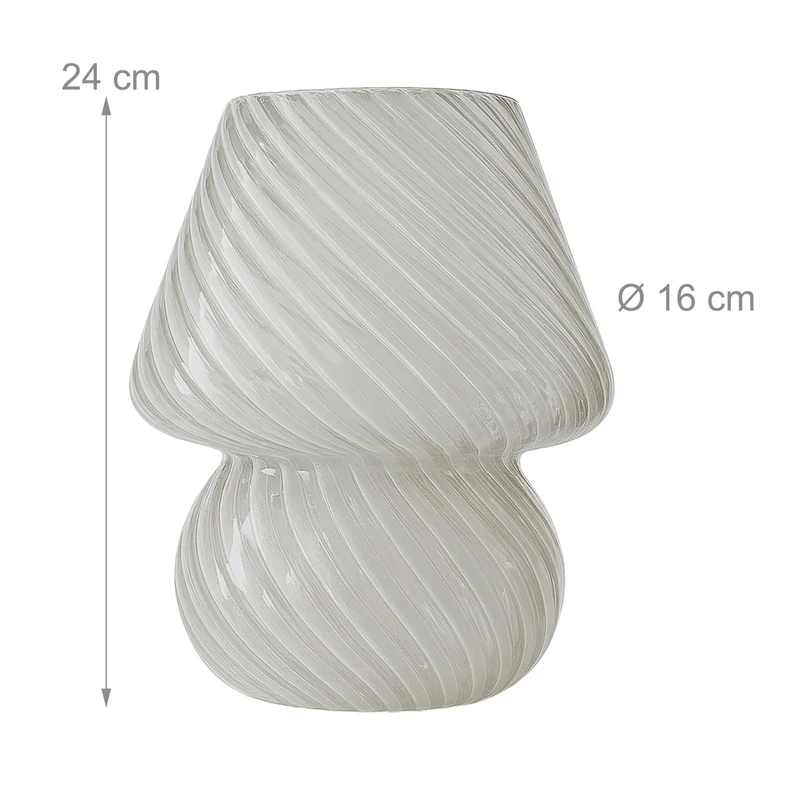 Lampe de table champignon 24 x 16 cm éclairage doux ambiance cosy design moderne en verre transparent 13_0017984