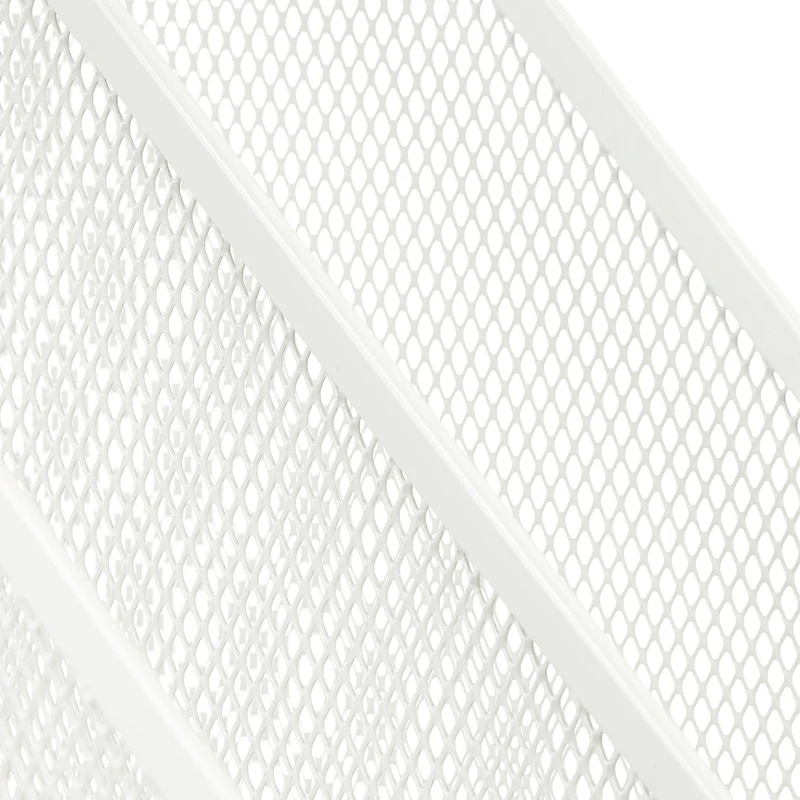 Porte-revues design maille 2 compartiments bureau rangement pratique moderne 30 x 20 x 25 cm en métal blanc 13_0012653