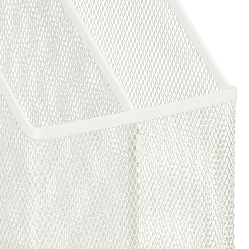 Porte-revues design maille 2 compartiments bureau rangement pratique moderne 30 x 20 x 25 cm en métal blanc 13_0012653