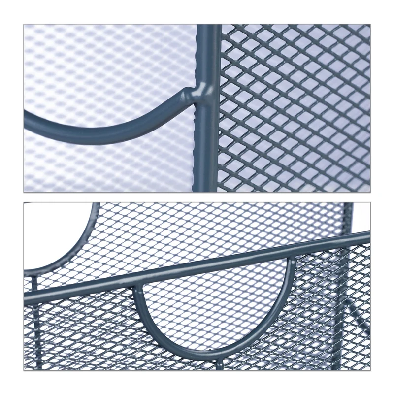 Porte-documents design maille ouvert rangement compact 30 x 30 x 30 cm en métal anthracite 13_0013569