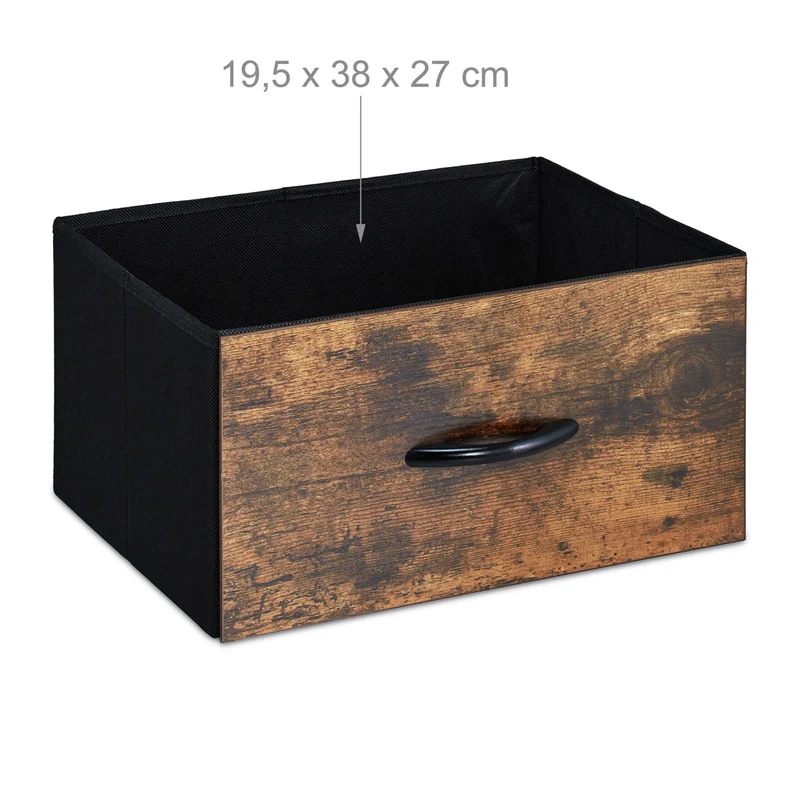 Commode de rangement style industriel avec 4 tiroirs et surfaces ouvertes 90 x 30 x 80 cm en bois marron 13_0010888