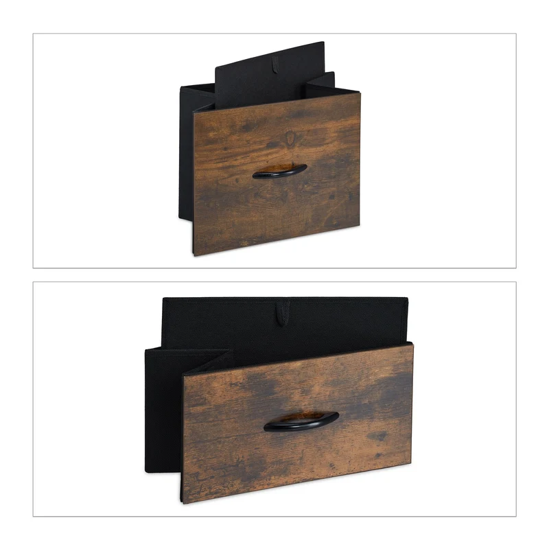 Commode de rangement style industriel avec 4 tiroirs et surfaces ouvertes 90 x 30 x 80 cm en bois marron 13_0010888