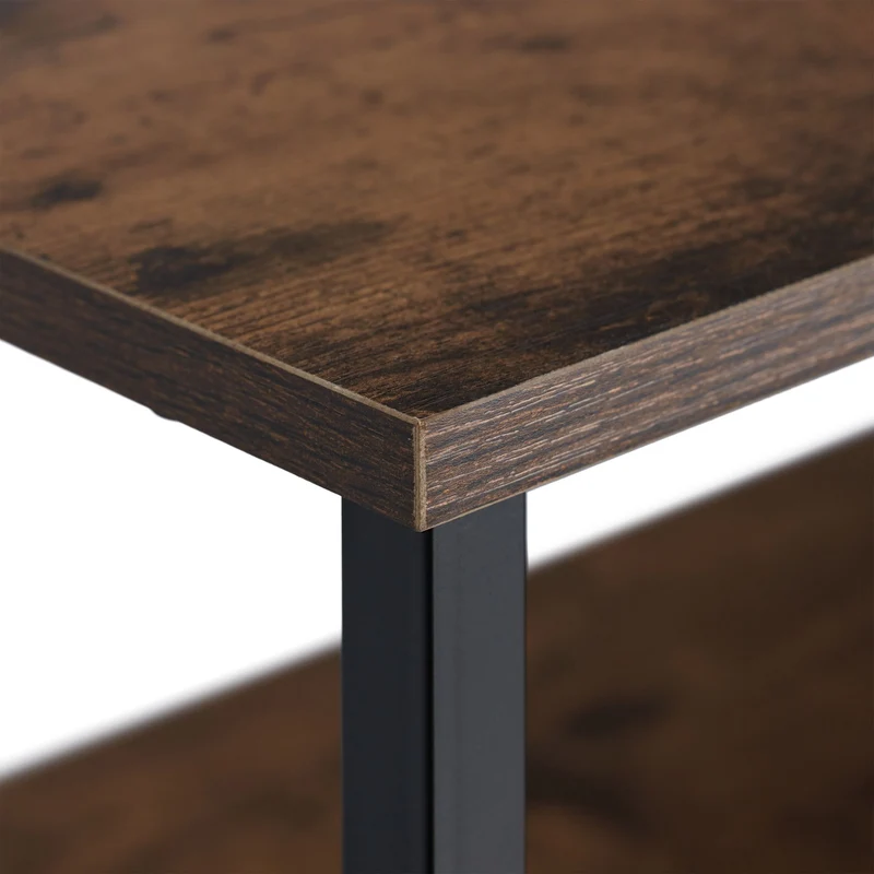Commode de rangement style industriel avec 4 tiroirs et surfaces ouvertes 90 x 30 x 80 cm en bois marron 13_0010888