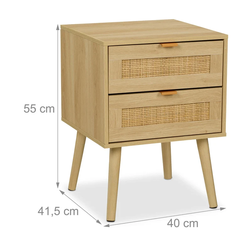 Table de chevet rectangulaire avec 2 tiroirs pratiques hauteur 55 x 40 x 41,5 cm en bois naturel 13_0016698