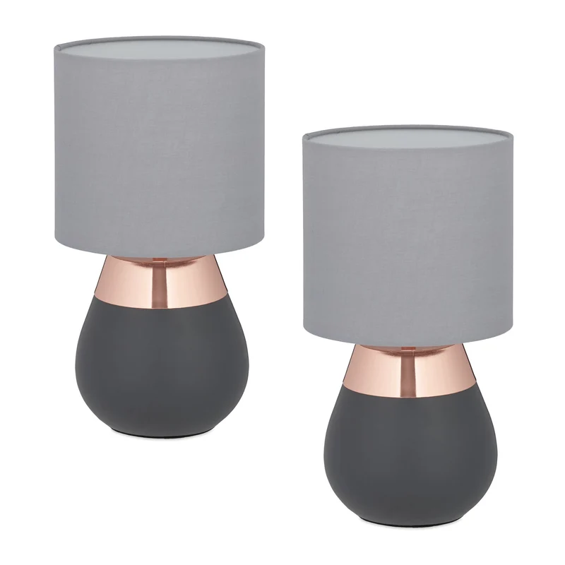Lot de 2 lampes de chevet style contemporain ambiance cosy 32 x 18 cm en fer noir 13_0017059