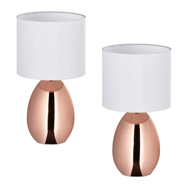 Lot de 2 lampes de chevet modernes avec interrupteur 33,5 x 18 cm en métal blanc 13_0017000