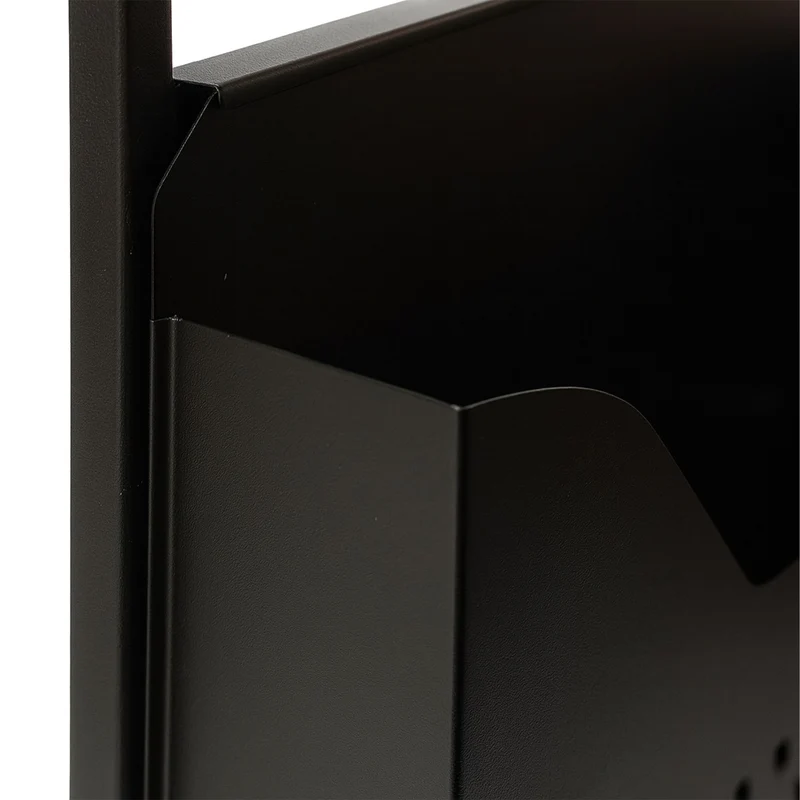 Table d'appoint design industriel forme en C 50 x 30 x 60 cm avec rangement pratique en bois massif noir 13_0017763