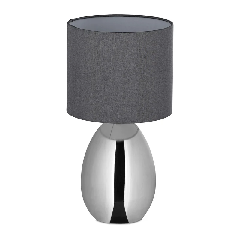 Lampe de chevet moderne originale pour chambre salon 33,5 x 18 cm avec interrupteur en métal argenté 13_0017029