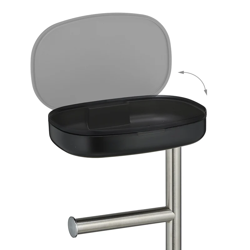 Serviteur WC non fixe pratique pour papier toilette et brosse 69 x 31 x 16 cm en acier inoxydable gris 13_0017372