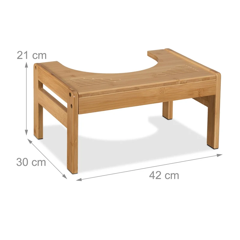 Tabouret de salle de bain ergonomique 35 x 20 x 15 cm pour confort optimal en bambou naturel 13_0015151