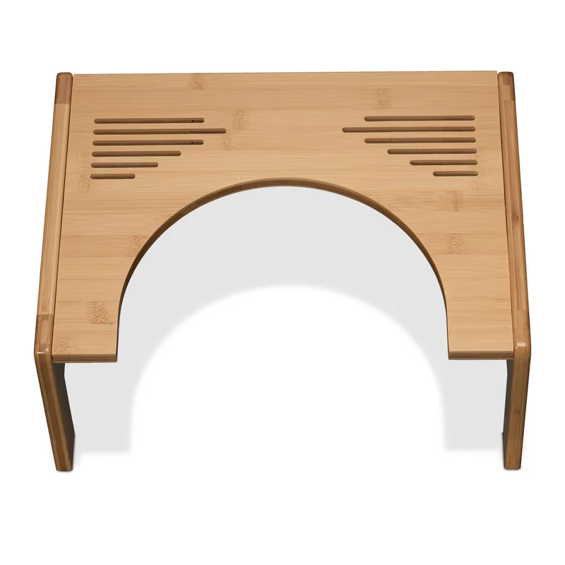 Tabouret de salle de bain ergonomique 35 x 20 x 15 cm pour confort optimal en bambou naturel 13_0015151