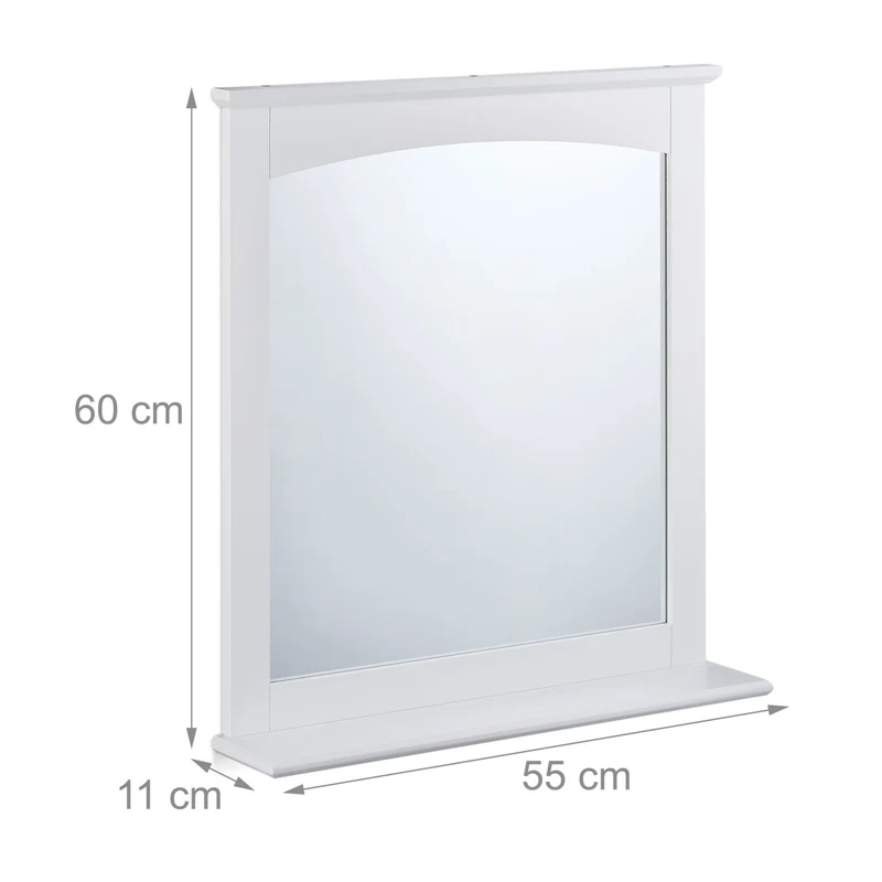 Miroir mural décoratif avec surface de rangement 100 x 70 x 5 cm en verre blanc 13_0016390