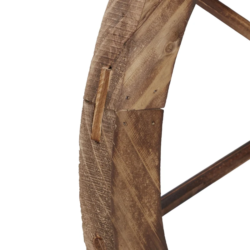 Lot de 2 roues décoratives rustiques jardin extérieur 50 x 50 x 5 cm en bois naturel 13_0016979
