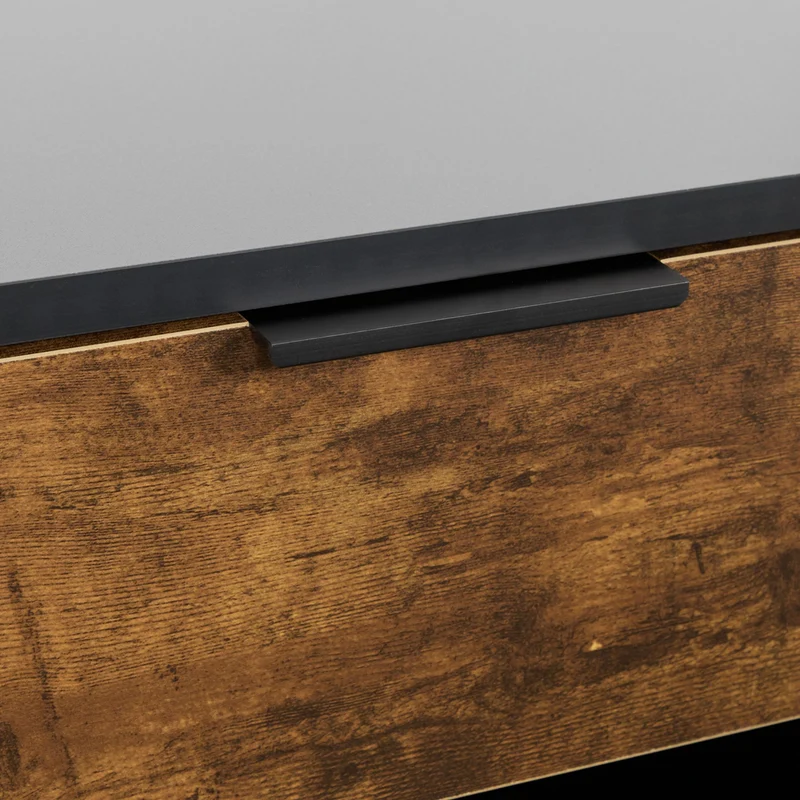 Table de chevet design industriel avec tiroir et compartiment 40 x 30 x 60 cm en bois noir 13_0016906