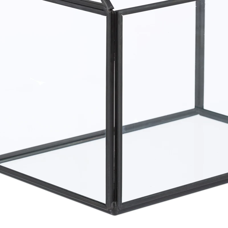 Terrarium en forme de petite maison pour succulentes 15 x 15 x 10 cm ambiance cosy en verre transparent 13_0017009