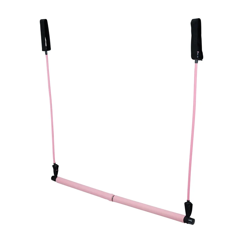 Barre de pilates avec bandes de résistance salle de sport domicile 150 x 4 x 4 cm entraînement efficace en acier noir 13_0010890