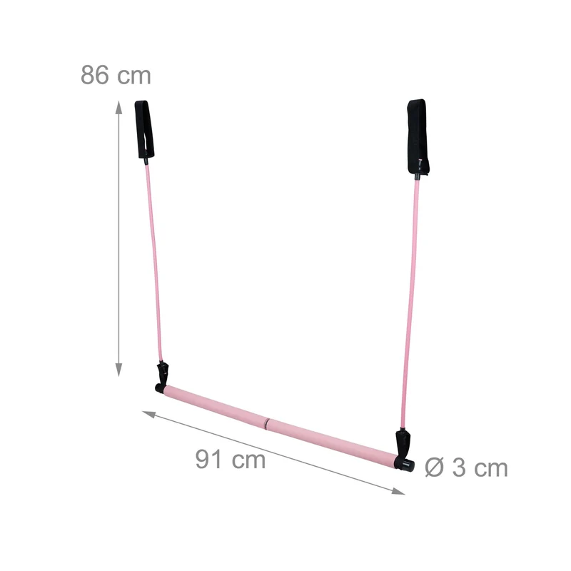 Barre de pilates avec bandes de résistance salle de sport domicile 150 x 4 x 4 cm entraînement efficace en acier noir 13_0010890
