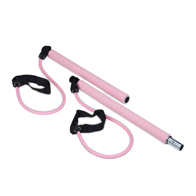 Barre de pilates avec bandes de résistance salle de sport domicile 150 x 4 x 4 cm entraînement efficace en acier noir 13_0010890