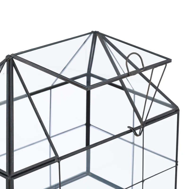 Terrarium en forme de maison pour plantes succulentes 21 x 23 x 14 cm ambiance cosy en verre transparent 13_0017013