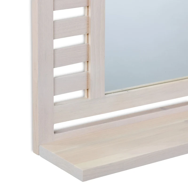 Miroir mural avec surface de rangement décoratif 80 x 60 cm en bois noyer 13_0016609