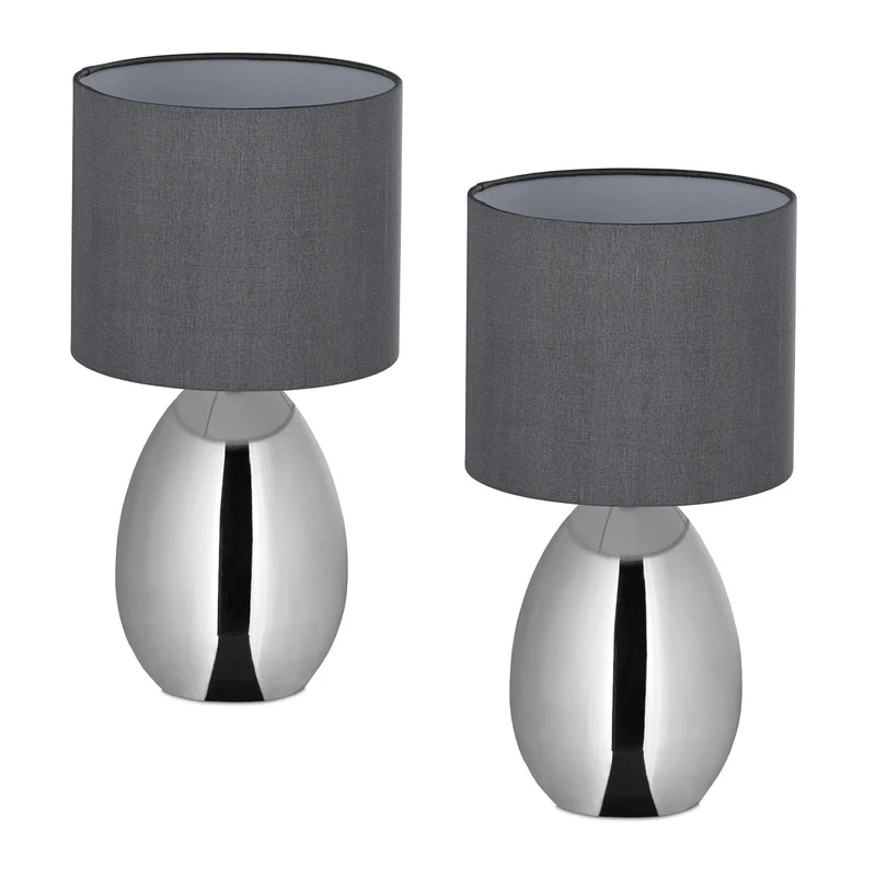Lot de 2 lampes de chevet modernes avec interrupteur 33,5 x 18 cm en métal blanc 13_0016999