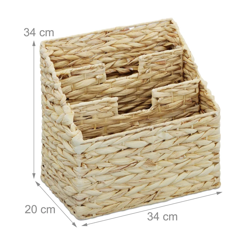 Porte-revues à 3 compartiments moderne rangement lectures design naturel 40 x 30 x 30 cm en eichhornia beige 13_0016573