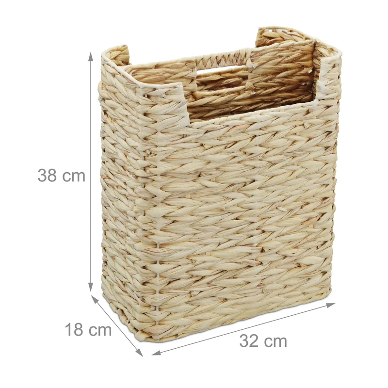 Porte-revues tressé design naturel 2 compartiments 40 x 30 x 25 cm en eichhornia beige 13_0016574