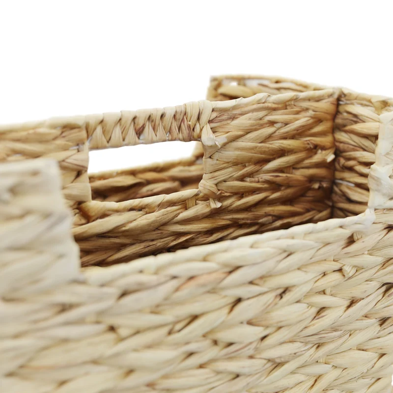 Porte-revues tressé design naturel 2 compartiments 40 x 30 x 25 cm en eichhornia beige 13_0016574