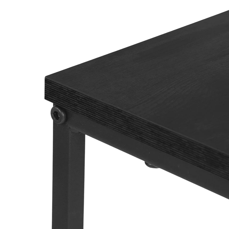 Table d'appoint en C polyvalente salon chambre 60 x 40 x 50 cm design industriel en MDF noir 13_0017810