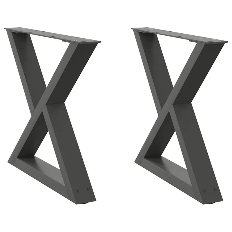 Lot de 2 pieds de table basse modernes 50 x 43 cm avec patins réglables en acier anthracite 02_0056992