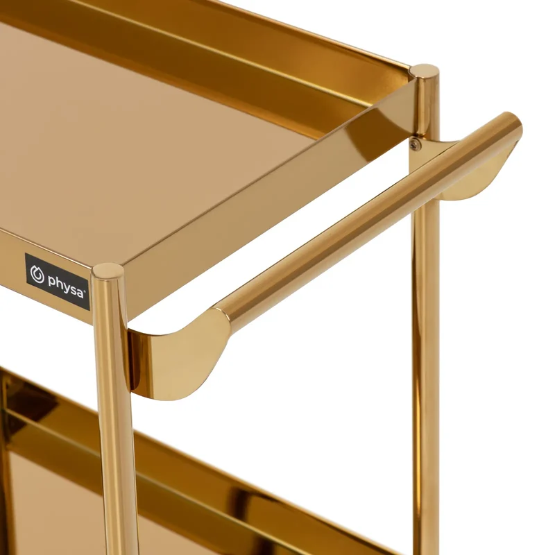 Charriot d'esthétique 3 tablettes jusqu'à 30 kg acier inoxydable doré 14_0008641