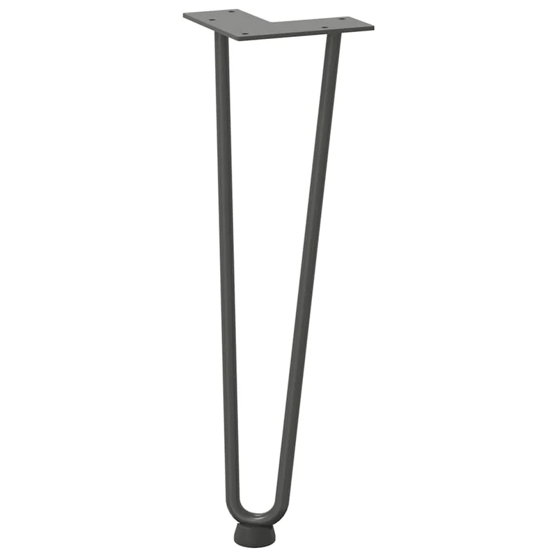 Lot de 4 pieds en épingle à cheveux pour table basse 42 cm avec patins réglables design moderne en acier massif anthracite 02_0056721