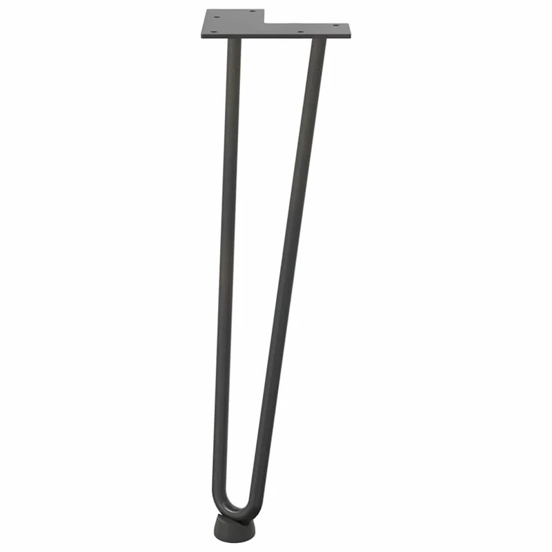 Lot de 4 pieds en épingle à cheveux pour table basse 42 cm avec patins réglables design moderne en acier massif anthracite 02_0056721